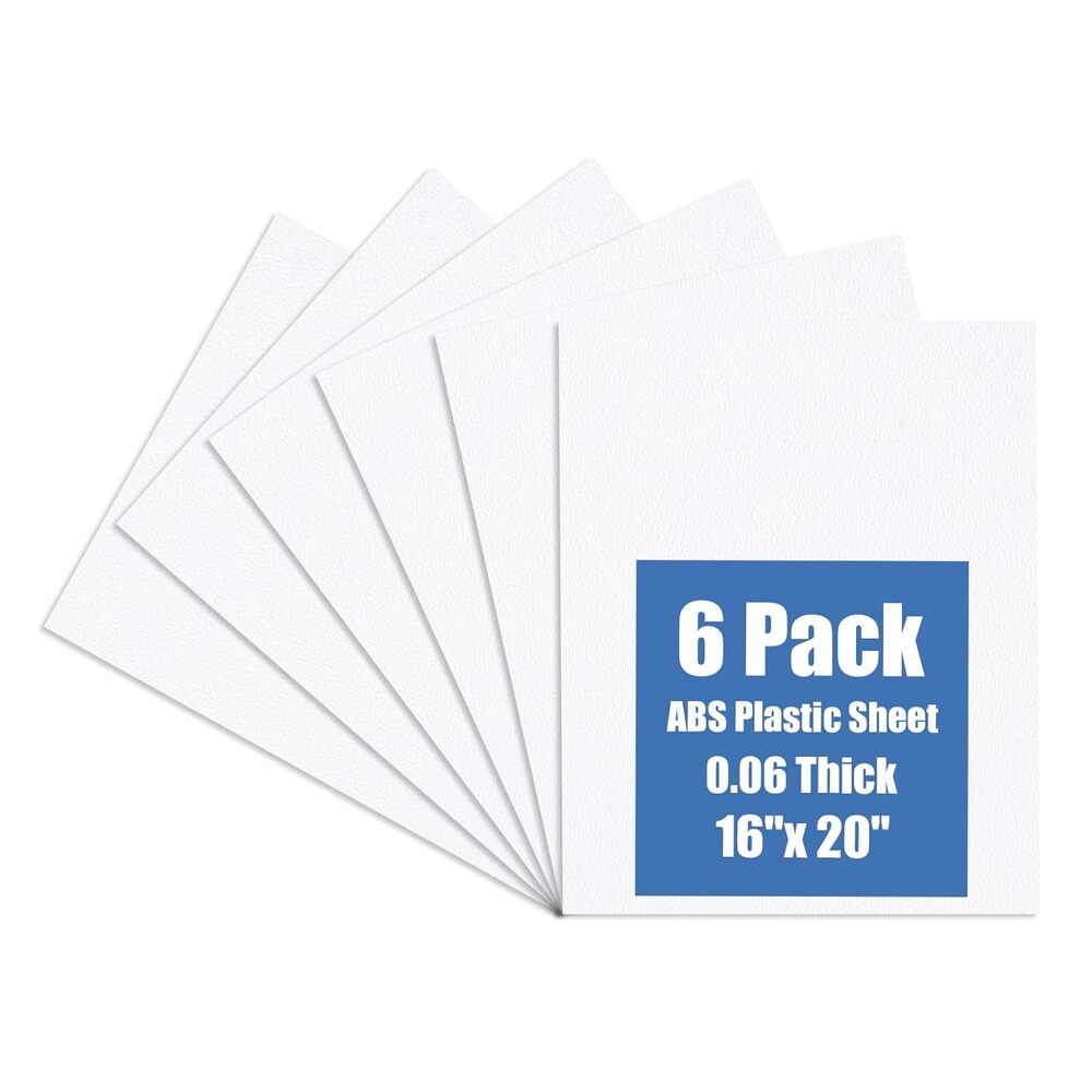 New (6 pk) ABS Moldable White Plastic Sheets 16" x 20" x 0.06"